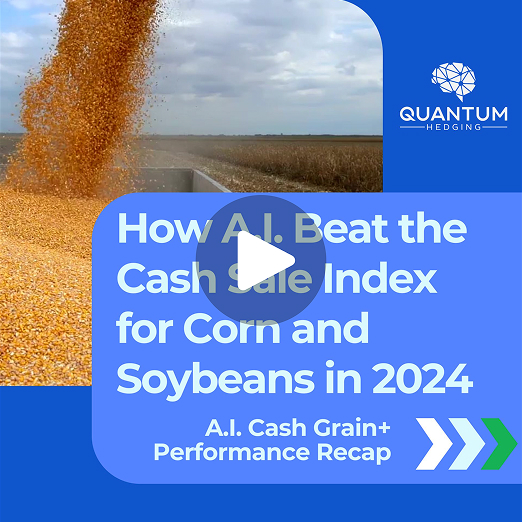 video thumbnail with image of corn-how AI beat the cash sale index for corn and soybeans in 2024